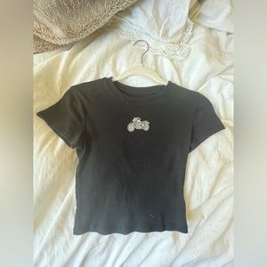 motorcycle design black tee